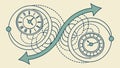 Infinity Loop with Clocks Representing a Timeless Process, vector design Generative AI Royalty Free Stock Photo