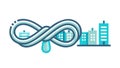 Infinity Loop Connecting City Buildings Urban Development Vector, vector design Generative AI Royalty Free Stock Photo
