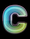 Infinity Neon font. Minth light. Letter C. Royalty Free Stock Photo