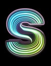 Infinity Neon font. Minth light. Letter S. Royalty Free Stock Photo