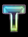 Infinity Neon font. Minth light. Letter T.