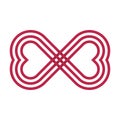 Infinity Pattern Overlapping Stripes Red Heart Shape