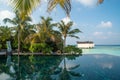 Infinity pool beautiful landscape with ocean and tropical beach view Royalty Free Stock Photo