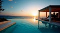 Luxury Oceanfront Infinity Pool With Modern Pergola Royalty Free Stock Photo
