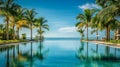 Infinity Pool with Palm Trees Reflecting in the Water Royalty Free Stock Photo