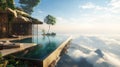 Infinity Pool Perched on a Cliff Over Clouds Royalty Free Stock Photo