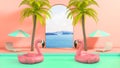 infinity pool pink inflatable flamingo