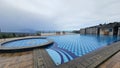 Infinity pool with sky and mountain view Royalty Free Stock Photo