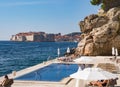 Infinity pool with view of Dubrovnik`s Old Town