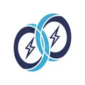 Infinity power symbol with lightning bolts representing energy connection Royalty Free Stock Photo
