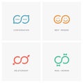 Infinity and relationship logo set