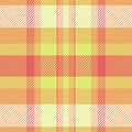 Infinity seamless background tartan, close up check texture textile. Fold plaid vector fabric pattern in orange and lime colors