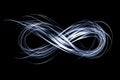 Infinity sign created by neon freeze light on a black background Royalty Free Stock Photo