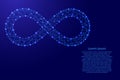 Infinity sign from futuristic polygonal blue lines and glowing s