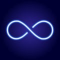 Infinity sign from glowing blue neon line. Vector illustration. Royalty Free Stock Photo