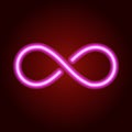 Infinity sign from glowing pink neon line. Vector illustration. Royalty Free Stock Photo