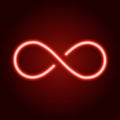 Infinity sign from glowing red neon line. Vector illustration. Royalty Free Stock Photo