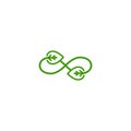 Infinity sign with leaves arrows. endless resource. eco recycle icon