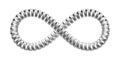 Infinity sign made of spiral telephone cable. Symbol of communications and connections. Isolated realistic illustration