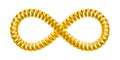 Infinity sign made of spiral telephone cable. Symbol of communications and connections. Vector isolated realistic illustration