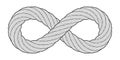 Infinity sign made of wire rope, hawser, cable. Symbol of energy and marine industry. Vector isolated illustration with editable