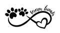 Infinity sign with pet paw footprint