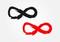 Infinity sign. Rough brush. Grunge. Black and red. Royalty Free Stock Photo