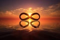 infinity sign with sunrise or sunset, symbolizing the beginning and end of the day Royalty Free Stock Photo