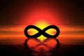 infinity sign with sunrise or sunset, symbolizing the beginning and end of the day Royalty Free Stock Photo