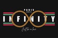 Infinity slogan with golden chain. Paris fashion t-shirt typography. Tee shirt design. Vector