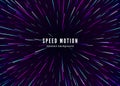 Infinity and space speed motion. Abstract background travel through time and space. Futuristic neon poster. Trendy music banner