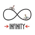 Infinity Symbol with Arrows and People on Bicycles