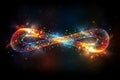 infinity symbol on black background with stars Royalty Free Stock Photo