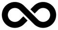 Infinity symbol black - simple with discontinuation - isolated - Royalty Free Stock Photo