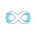 Infinity Symbol. Contour in Shape of Number Eight Isolated on White Background. Blue Color Symbolic of Repetition