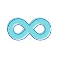 Infinity Symbol. Curve Contour in Shape of Eight Number, Unlimited Cyclicity Label, Thickness Style Loop Isolated