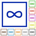 Infinity symbol flat framed icons Royalty Free Stock Photo