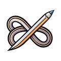 Infinity Pencil Icon, Creative Symbol, Limitless Writing, Art, Design Concept Royalty Free Stock Photo