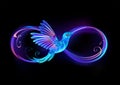 Infinity symbol with glowing hummingbird