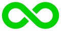 Infinity symbol green - simple with discontinuation - isolated - Royalty Free Stock Photo