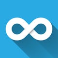 Infinity symbol icon. Concept of infinite, limitless and endless. Simple white vector design element with gradient long