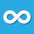 Infinity symbol icon. Representing the concept of infinite, limitless and endless things. Simple white vector design