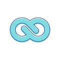 Infinity Symbol Isolated on White Background. Design Element for Company Branding. Blue Contoured Thickness Style Royalty Free Stock Photo