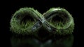 Infinity symbol made of grass on black background. Royalty Free Stock Photo