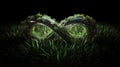 Infinity symbol made of grass on black background. Royalty Free Stock Photo