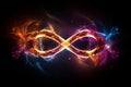 the infinity symbol is made up of fire and smoke