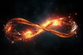 the infinity symbol is made up of fire and smoke