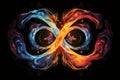 the infinity symbol is made up of fire and water