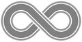 Infinity symbol medium gray - outlined with discontinuation - is