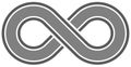 Infinity symbol medium gray - outlined with discontinuation - is